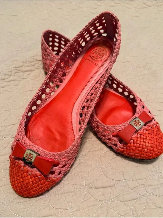 Tory Burch Coral Woven Ballet Flats size 8 - Picture 2 of 8